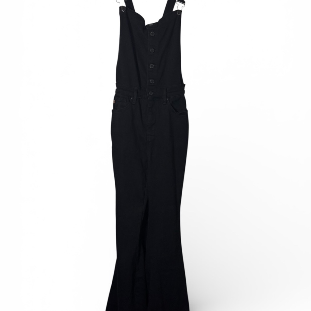 Judy Blue Tummy Control Retro Flare Black Overalls Denim Jumpsuit Size Large - Picture 10 of 16